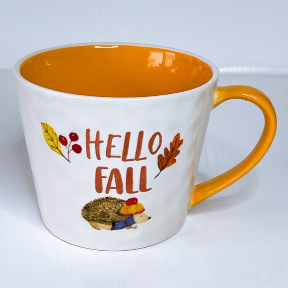 Harvest Green Studio England Stoneware Hello Fall Hedgehog Coffee Mug Tea Cup - Picture 1 of 9